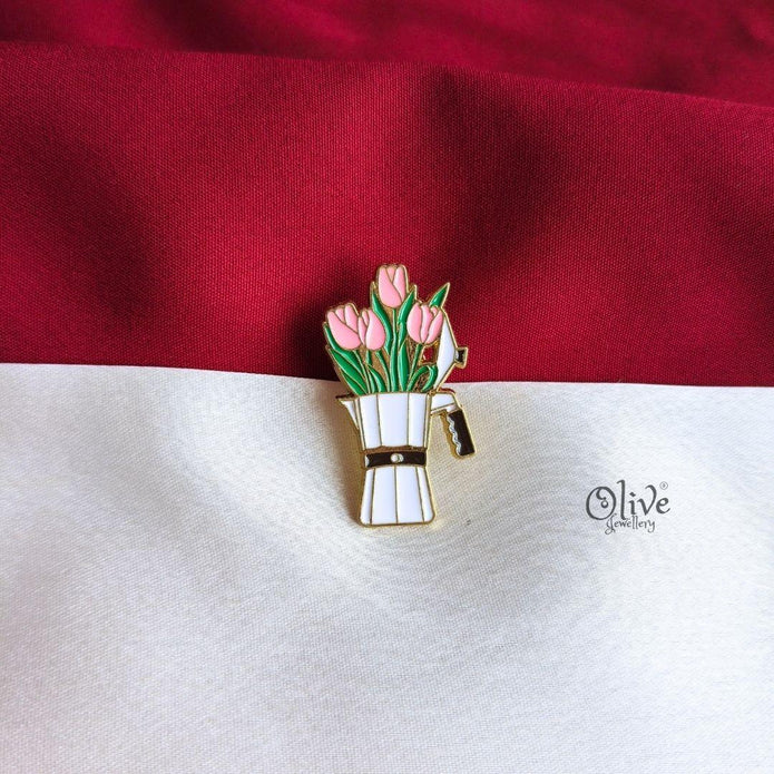 Tulip Moka Pot Enamel Pin