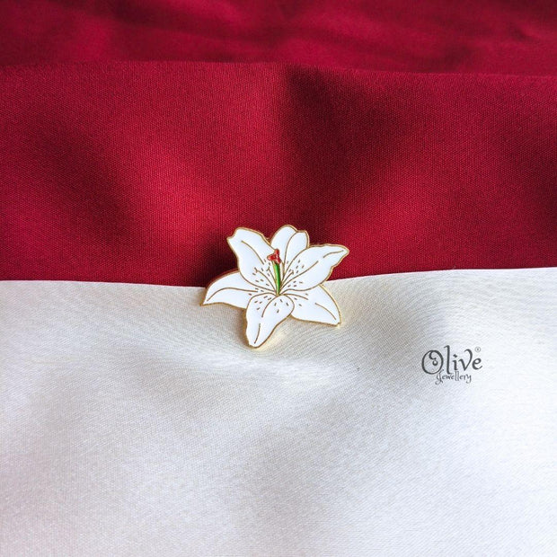 Ivory Lily Enamel Pin