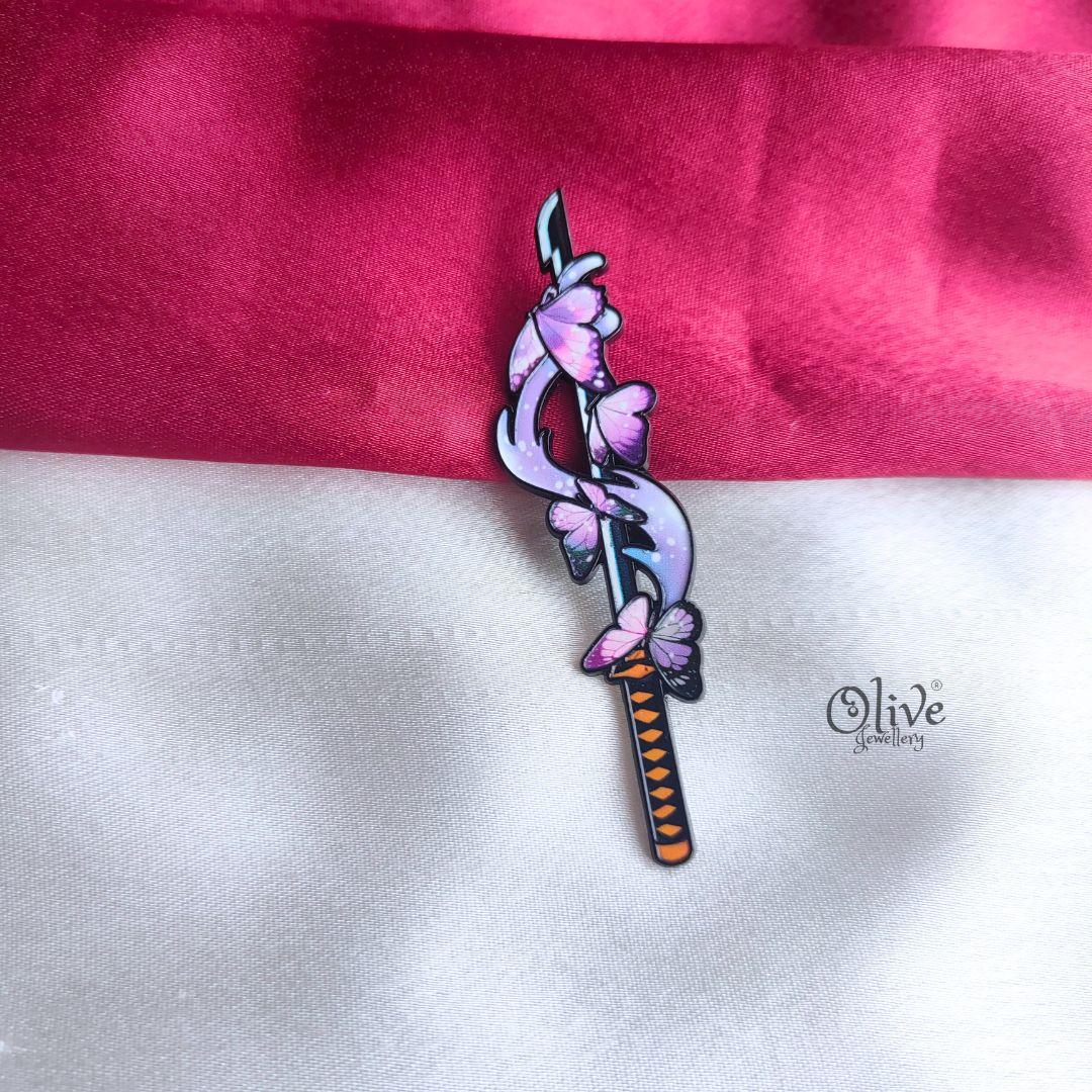 Butterfly Katana Enamel Pin