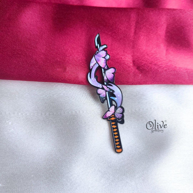 Butterfly Katana Enamel Pin