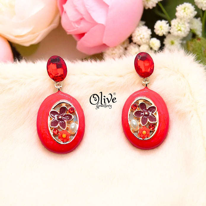Enamel Earrings - 681