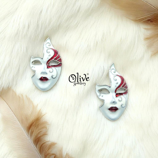 Enamel Earrings - 695 - Silver Shade