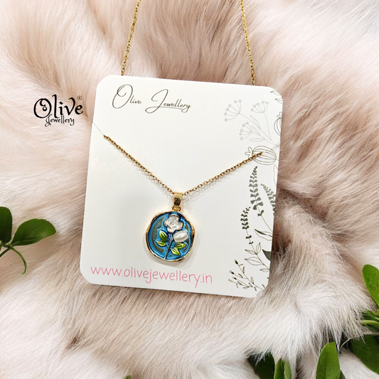 Enamel Pendants - Flower Round