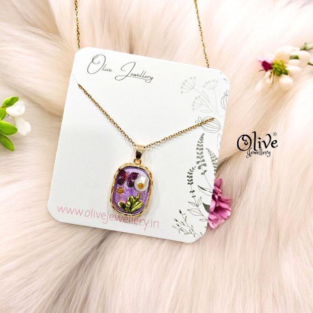 Enamel Pendants - Butterfly Rectangle