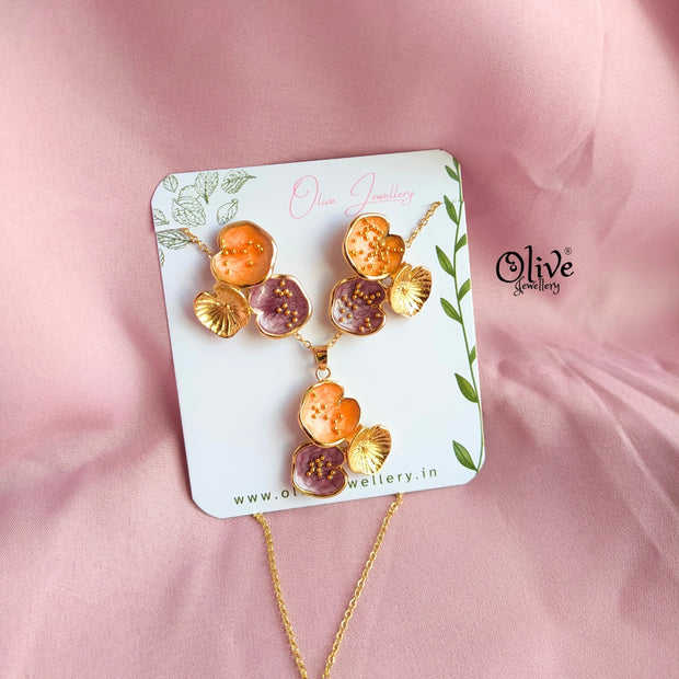 Enamel Pendants -107 - Pendent with Earrings (Combo Set)