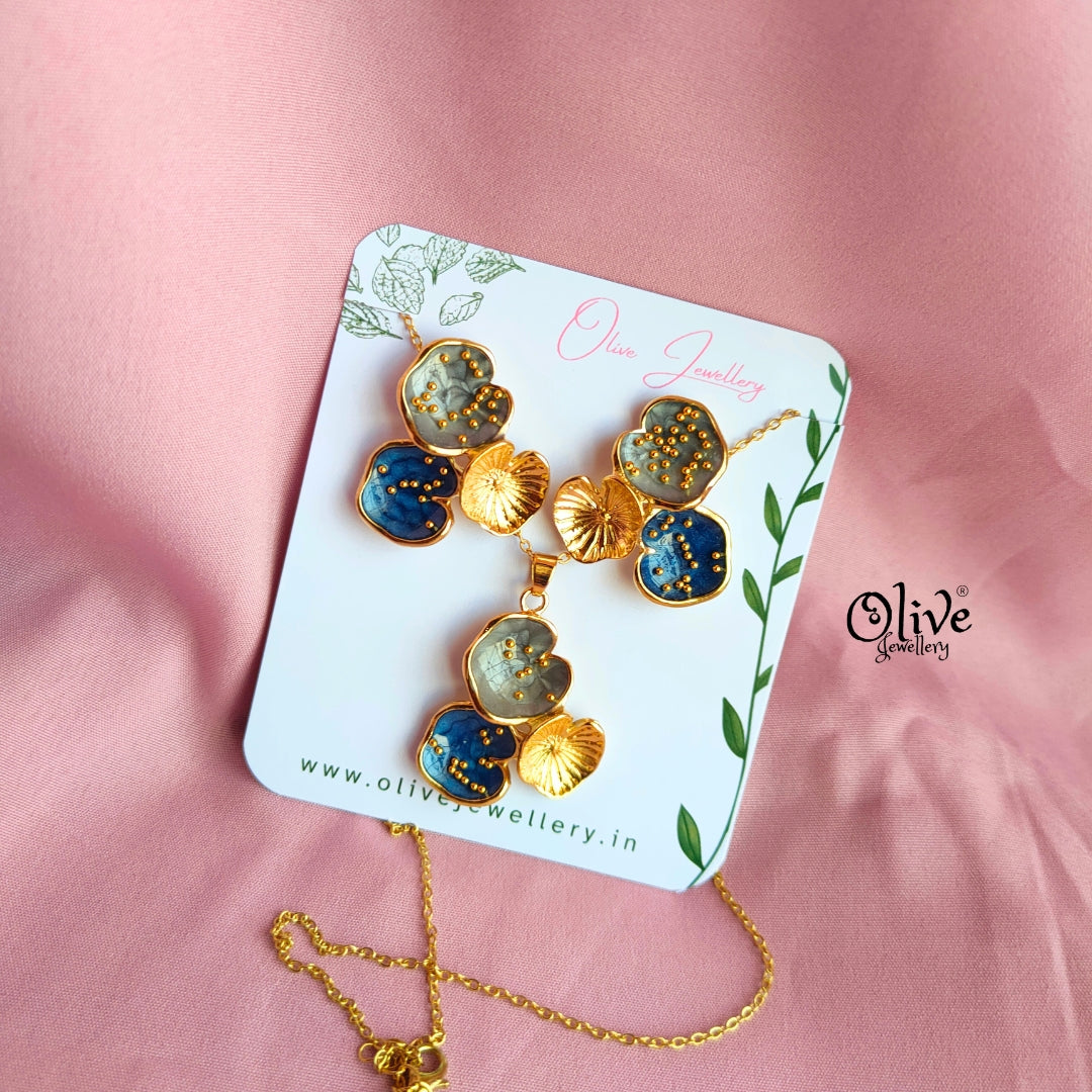 Enamel Pendants -107 - Pendent with Earrings (Combo Set)