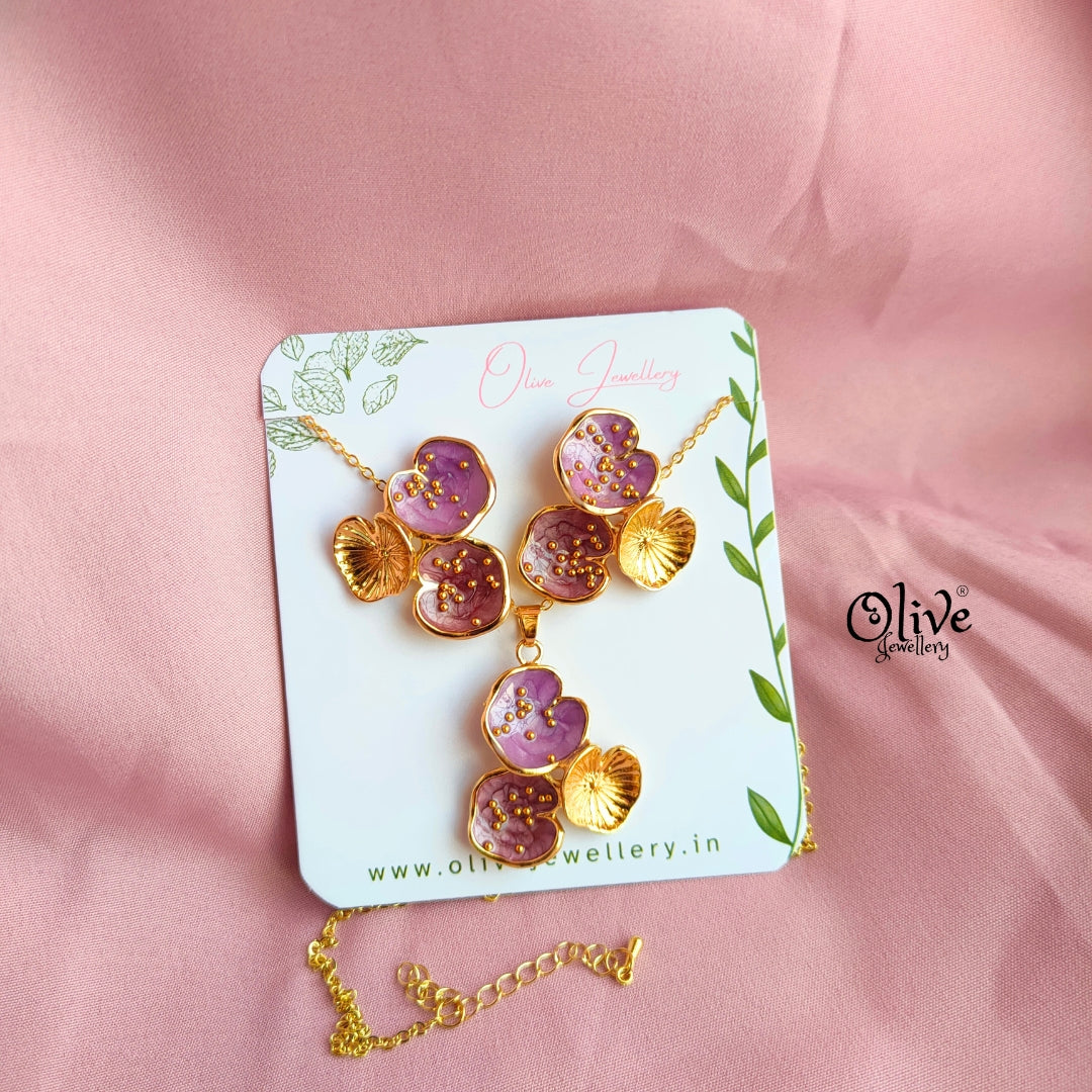 Enamel Pendants -107 - Pendent with Earrings (Combo Set)