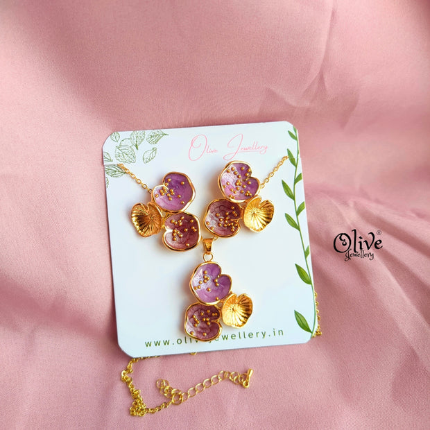 Enamel Pendants -107 - Pendent with Earrings (Combo Set)