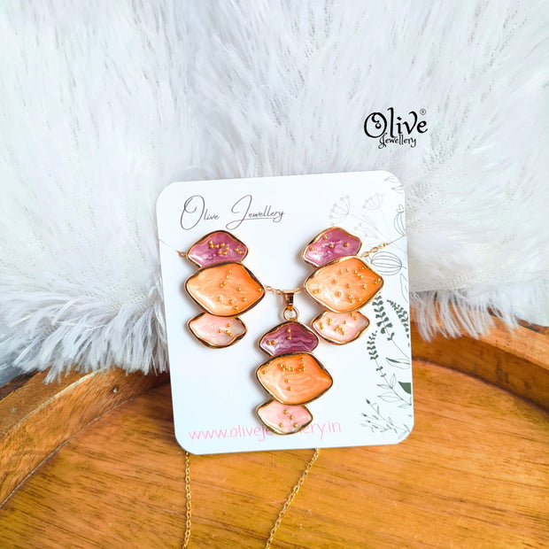 Enamel Pendent - 118 - Pendent with Earrings (Combo Set)