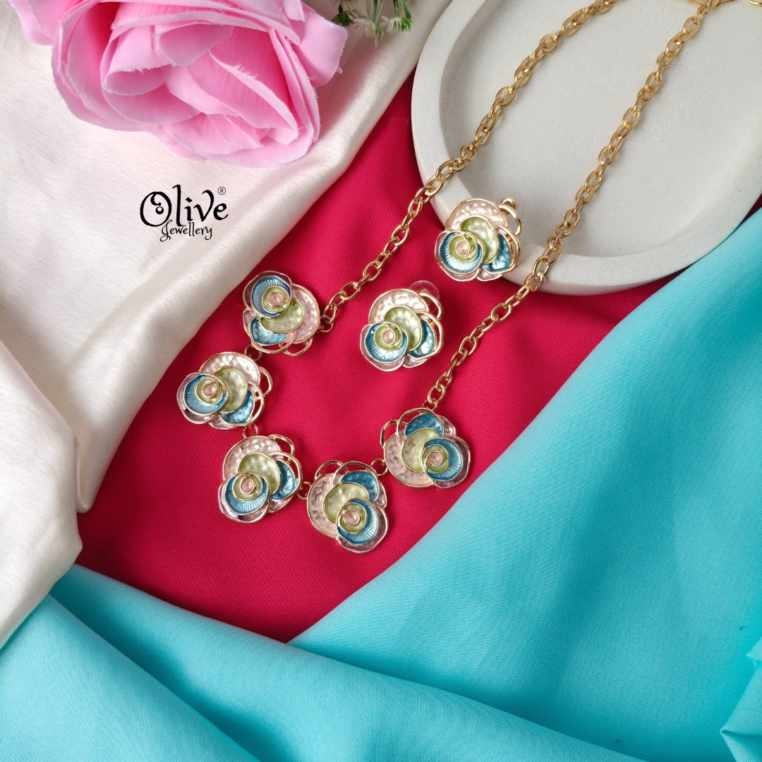 Rose Enamel Necklace