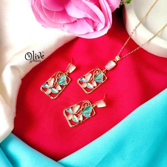Butterfly Enamel Pendant Set