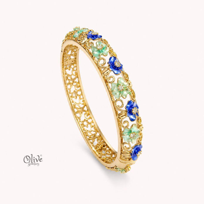 Cobalt Mint Florale Kada (Openable)