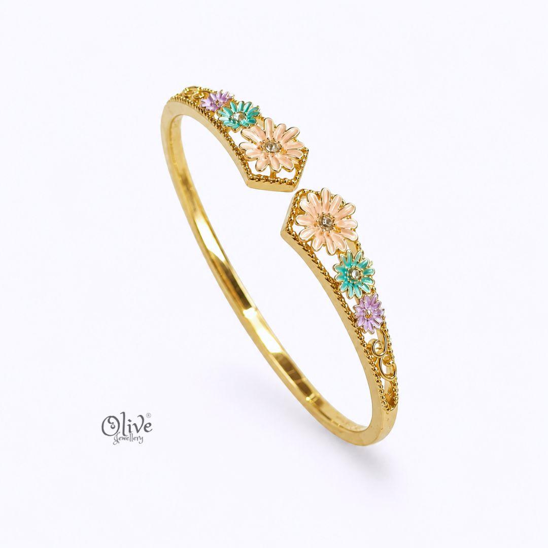 Aqua Daisy Crest Kada (Openable)