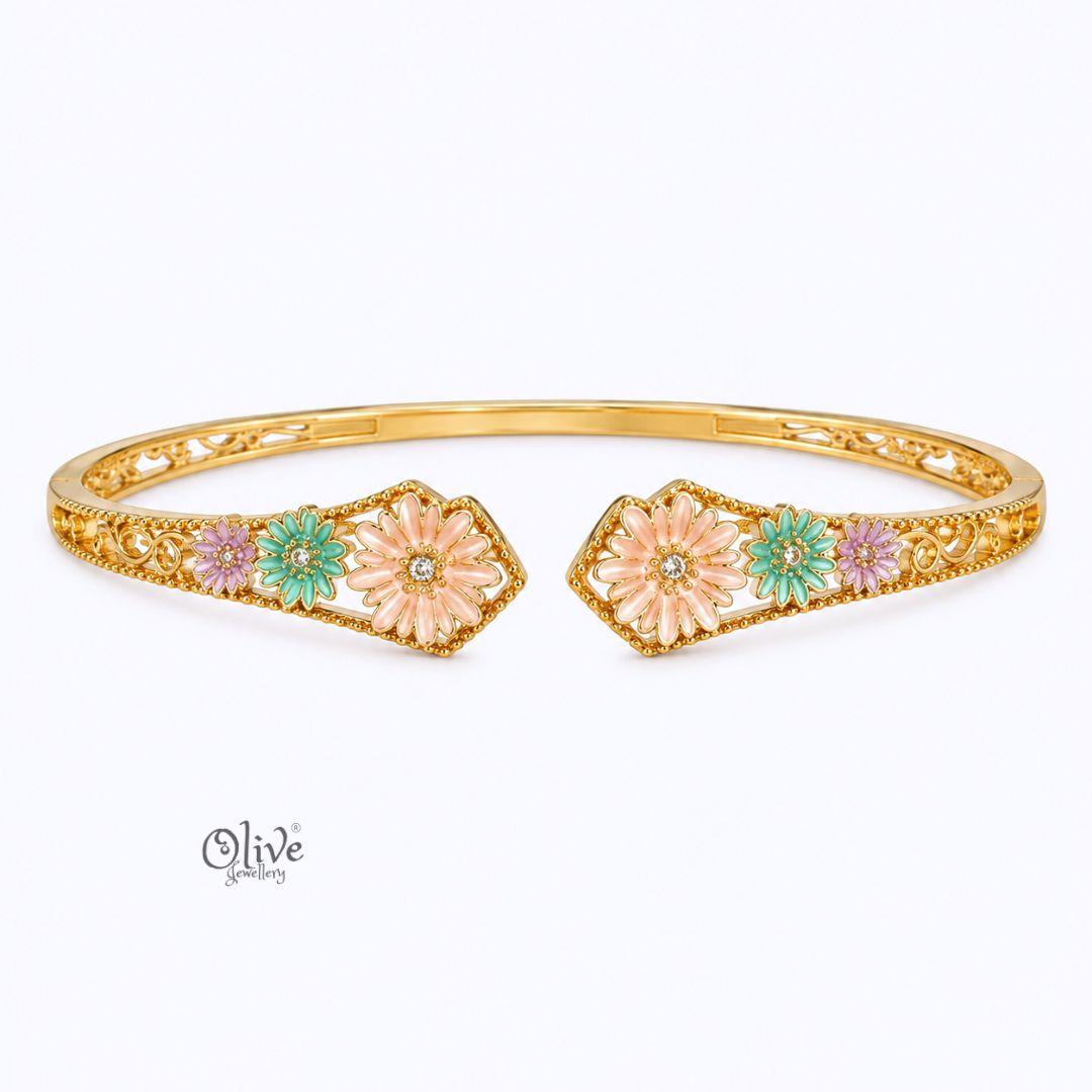 Aqua Daisy Crest Kada (Openable)