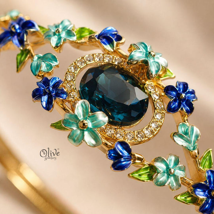 Teal Flora Halo Kada (Openable)