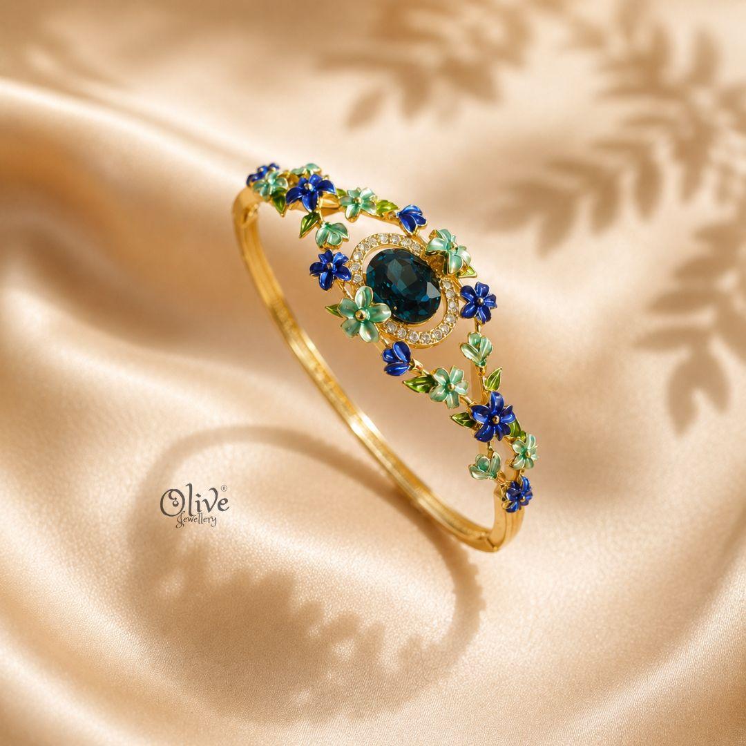 Teal Flora Halo Kada (Openable)