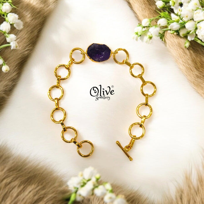 Natural Stone Bracelet - Single Stone - Collet Fitting - 1