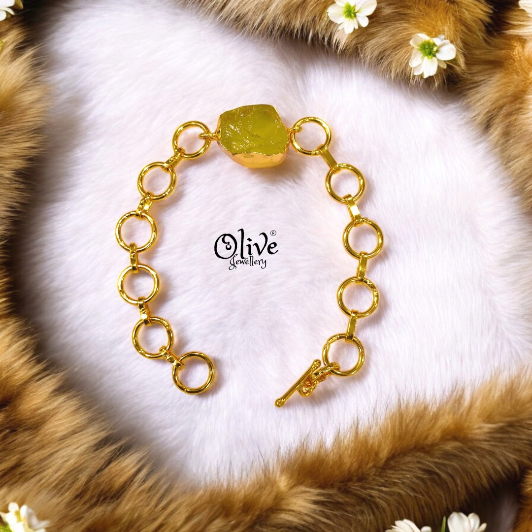 Natural Stone Bracelet - Single Stone - Collet Fitting - 1