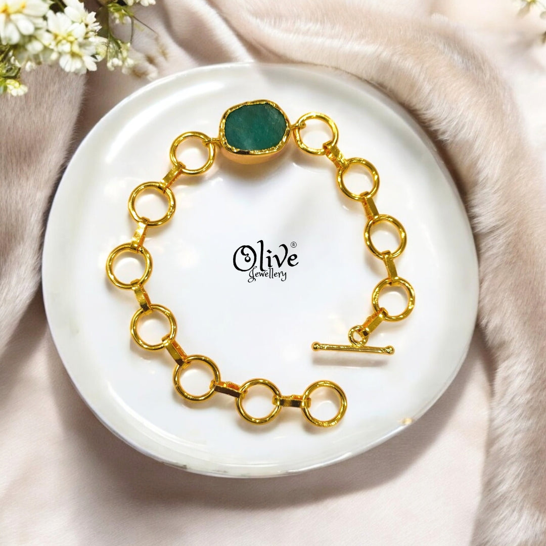 Natural Stone Bracelet - Single Stone - Collet Fitting - 1