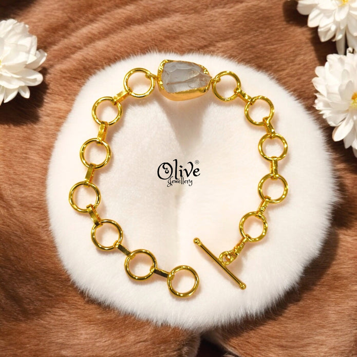 Natural Stone Bracelet - Single Stone - Collet Fitting - 1