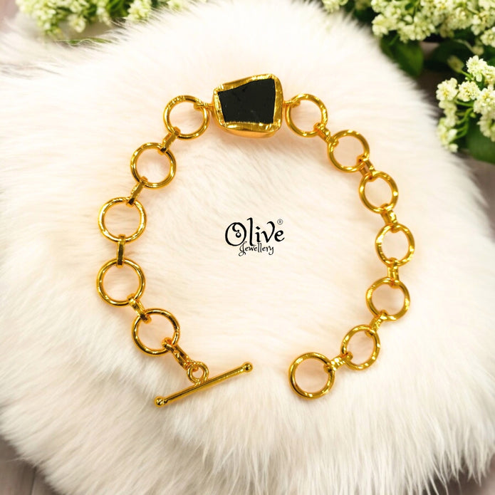 Natural Stone Bracelet - Single Stone - Collet Fitting - 1