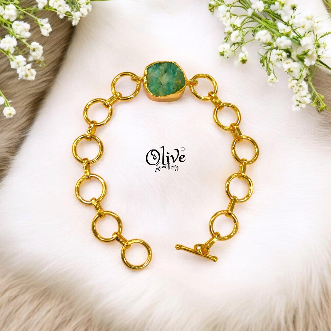 Natural Stone Bracelet - Single Stone - Collet Fitting - 1