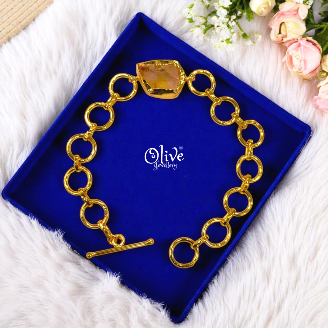 Natural Stone Bracelet - Single Stone - Collet Fitting - 1