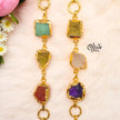 Natural Stone Bracelet -  Collet Fitting - Triple Stones - Multi Stones - Mixed - 12