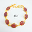 Natural Stone Bracelet - Collet Fitting - Seven Stones - Full Finished Oval Shape - 25