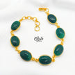 Natural Stone Bracelet - Collet Fitting - Seven Stones - Full Finished Oval Shape - 25