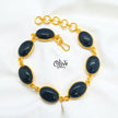 Natural Stone Bracelet - Collet Fitting - Seven Stones - Full Finished Oval Shape - 25
