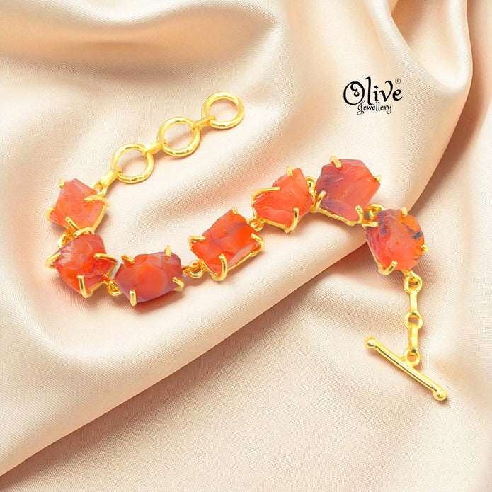 Natural Stone Bracelet - Claw Fitting - Seven Stones - Rough Shape - 33