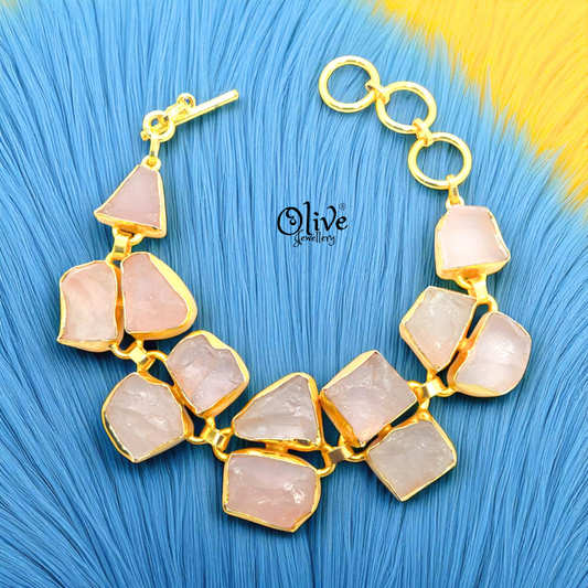 Natural Stone Bracelet - Collet Fitting -Rough Shape- 49