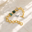 Natural Stone Bracelet -Triple Stones- Collet Fitting -  53