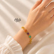 Natural Stone Bracelet -Triple Stones- Collet Fitting -  53