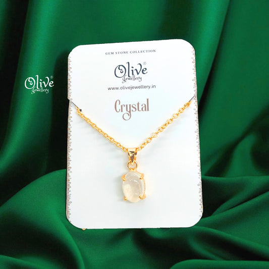 Golden Brass Collection Pendent - Natural Stones - Claw Fitting - Full Finished - Oval Shape - 30