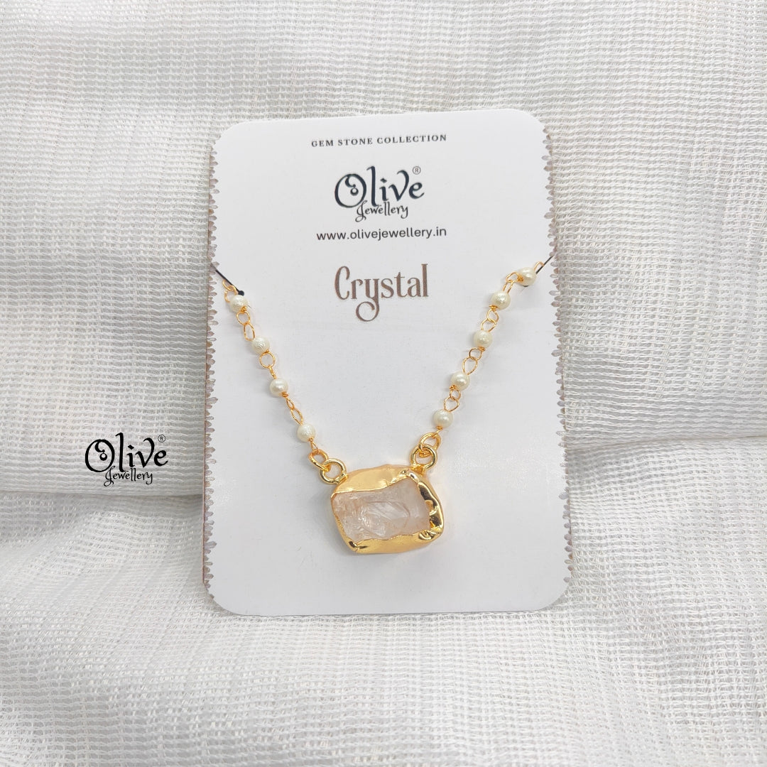 Golden Brass Collection Pendent - Natural Stones - Collet Fitting - Rough Shape - 34