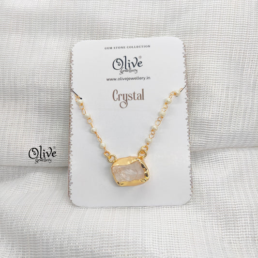 Golden Brass Collection Pendent - Natural Stones - Collet Fitting - Rough Shape - 34