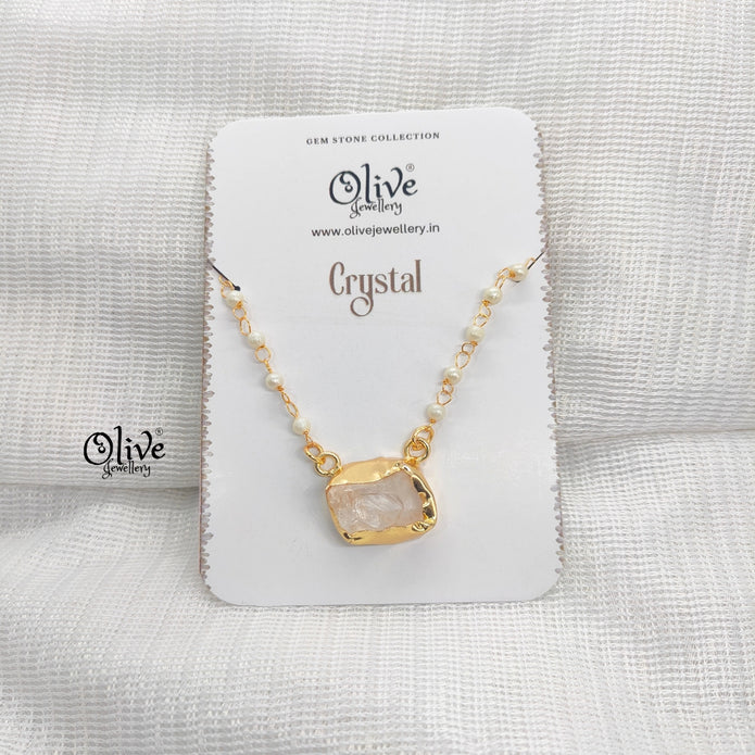 Golden Brass Collection Pendent - Natural Stones - Collet Fitting - Rough Shape - 34