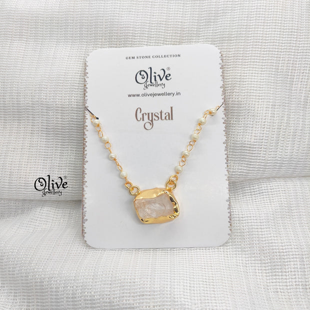 Golden Brass Collection Pendent - Natural Stones - Collet Fitting - Rough Shape - 34