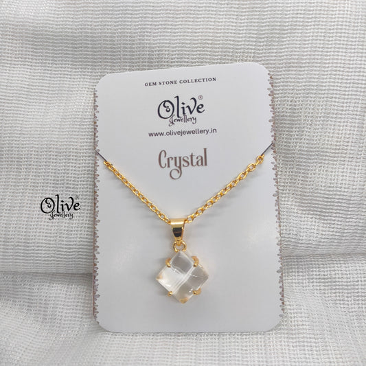 Golden Brass Collection Pendent - Natural Stones - Claw Fitting - Full Finished - Diagonal - 40