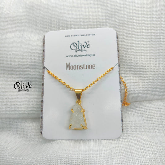 Golden Brass Collection Pendent - Natural Stones - Claw Fitting - Rough Shape - 42
