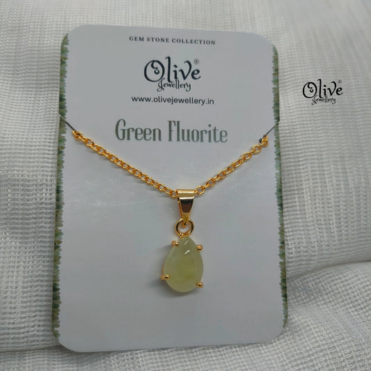 Golden Brass Collection Pendent - Natural Stones - Claw Fitting - Finished Drop Shape - 44