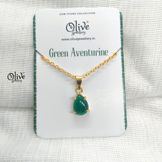 Golden Brass Collection Pendent - Natural Stones - Claw Fitting - Finished Drop Shape - 44