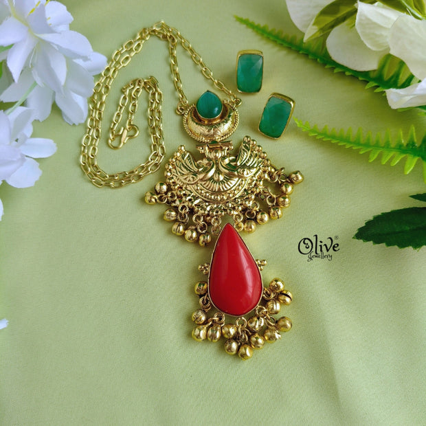 Golden Brass  Pendent Set - 60