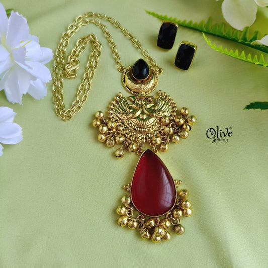 Golden Brass  Pendent Set - 63