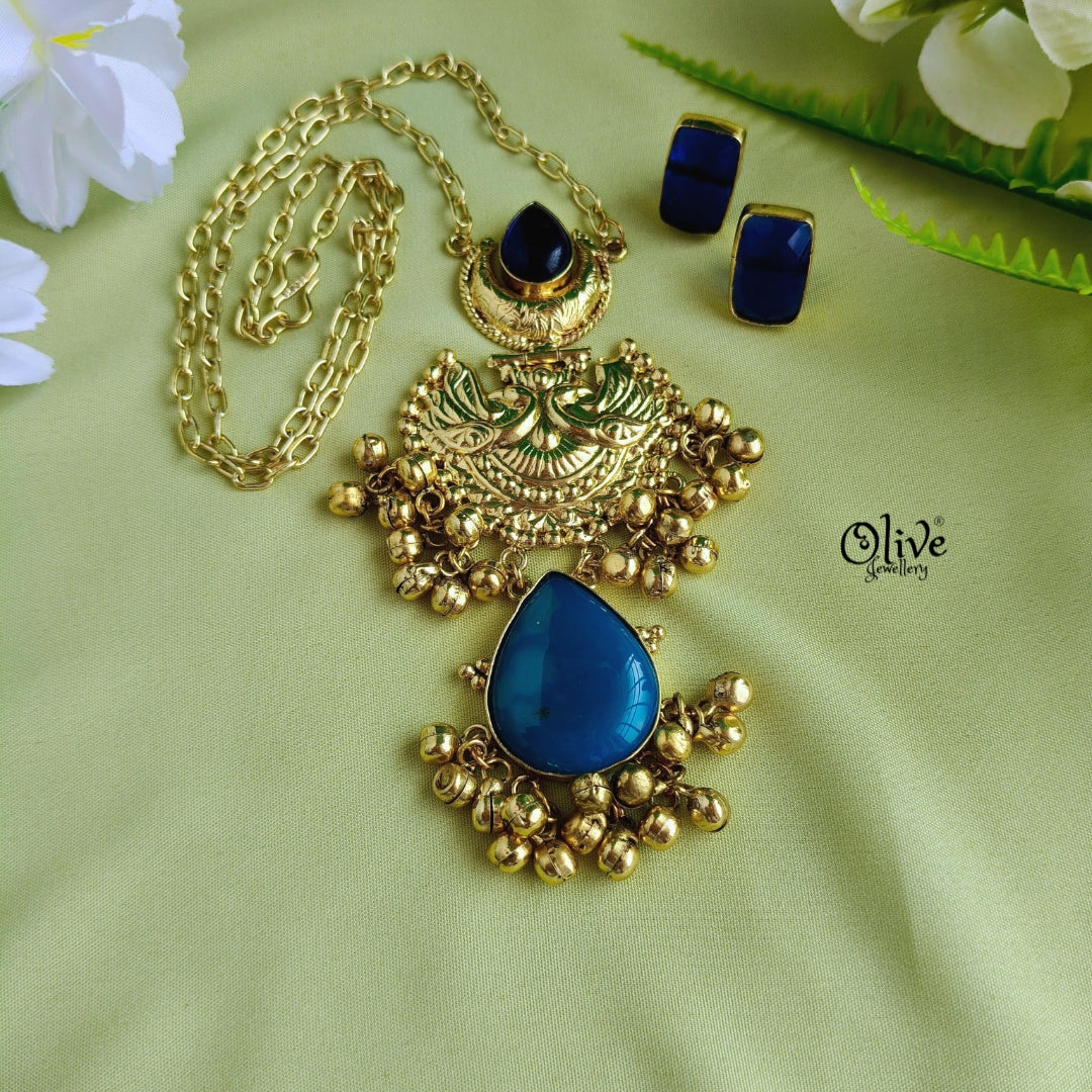 Golden Brass  Pendent Set - 64