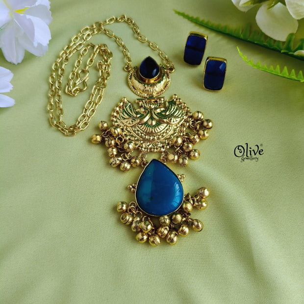 Golden Brass  Pendent Set - 64