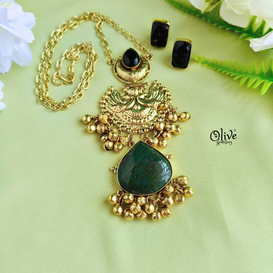Golden Brass  Pendent Set - 65