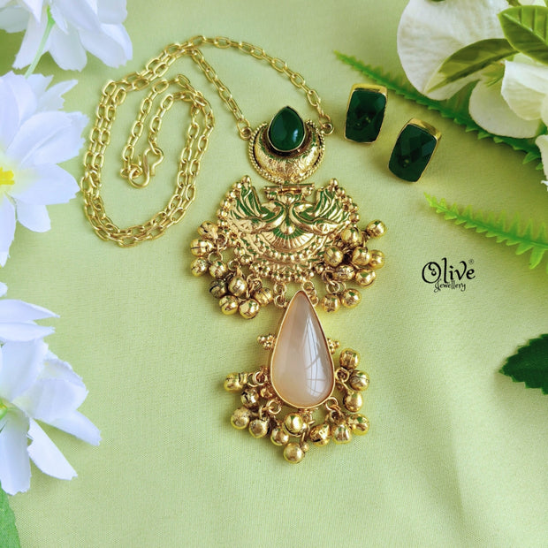 Golden Brass  Pendent Set - 67
